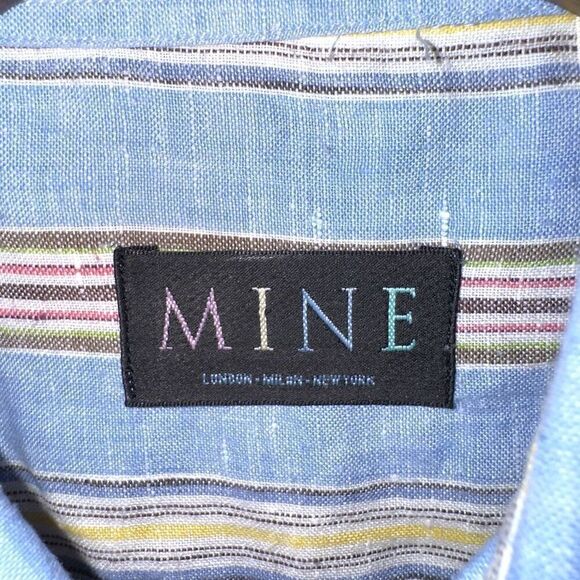 Mine London Pastel Stripe Pure Linen Button Down Shirt M - Picture 2 of 11